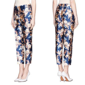 J CREW Antique Collection Shantung Floral Silk Blend Trousers